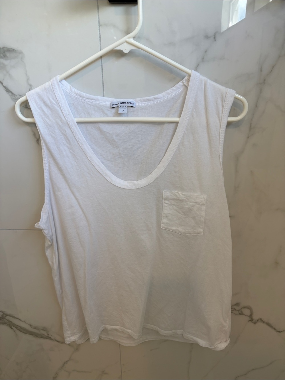 James Perse White Pocket Scoop Tank